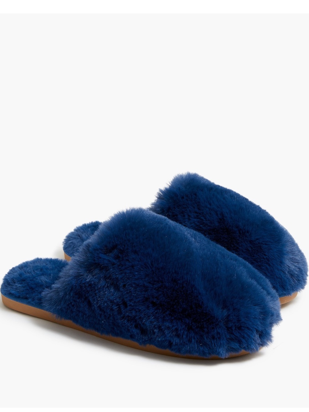J crew Fuzzy scuff slippers Plush Faux-Fur Slide Slippers blue size 7